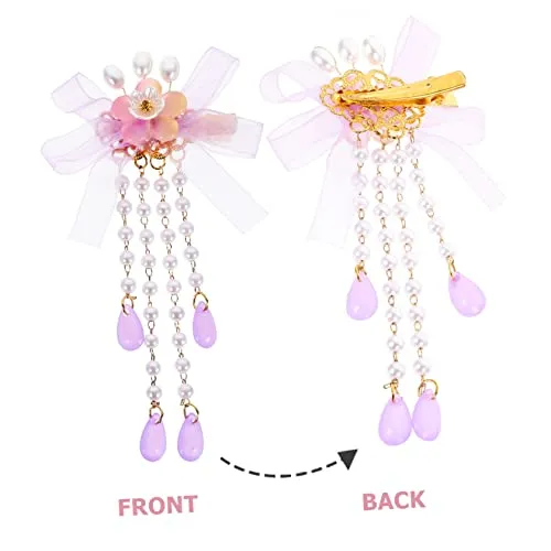 Beatifufu Vintage Tassel Flower Hair Clips and Accessories - Tassel Hairpins for Girls, Kids and Women