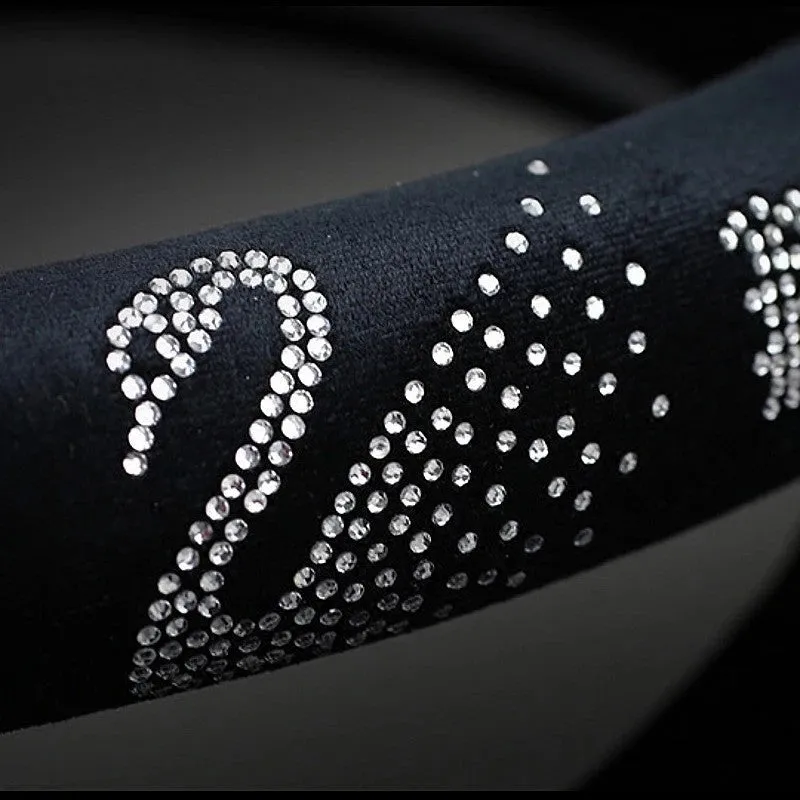 Black Velvet Steering wheel cover with Bling Swan