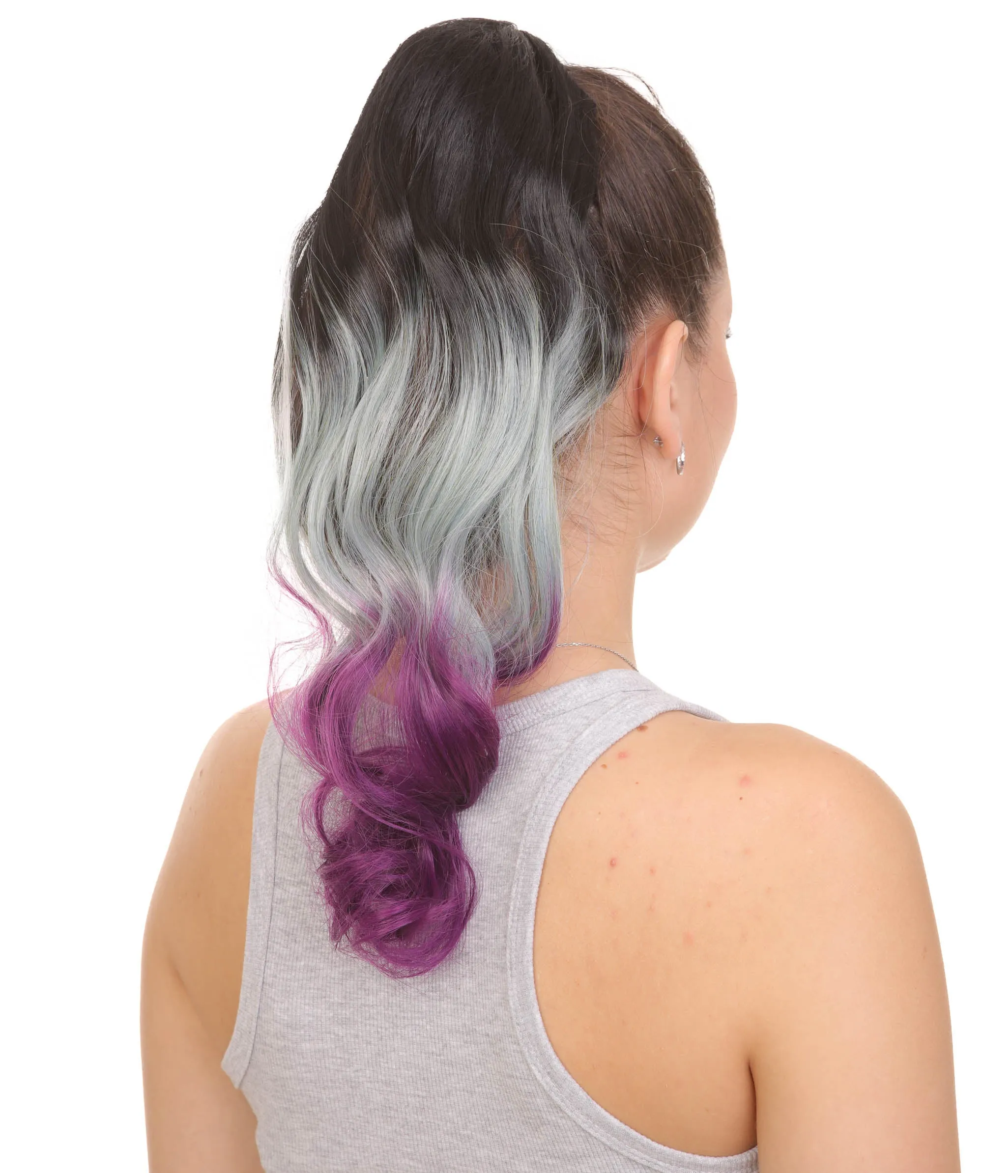Black/Multi Color Wavy Ombre Ponytail