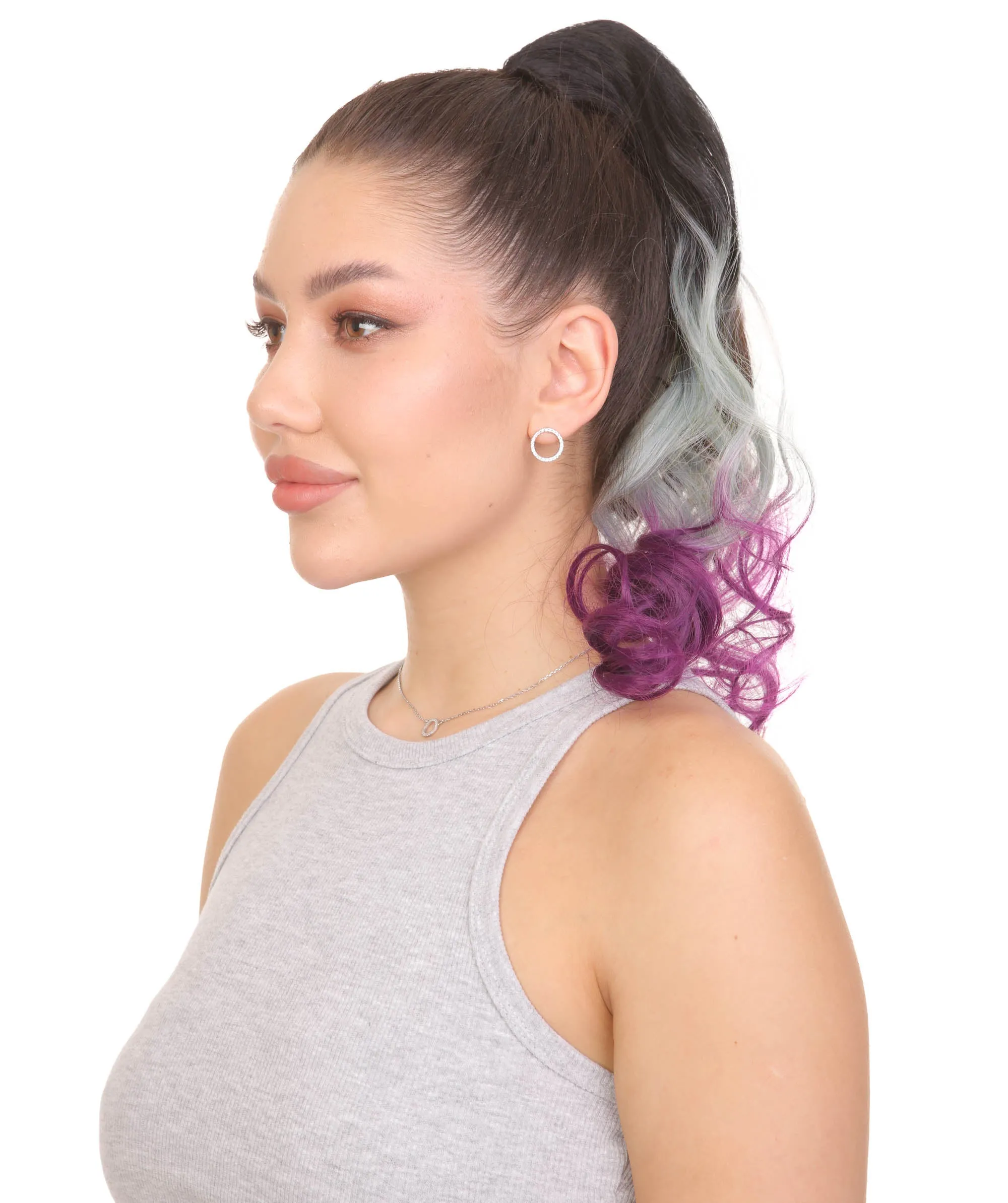 Black/Multi Color Wavy Ombre Ponytail