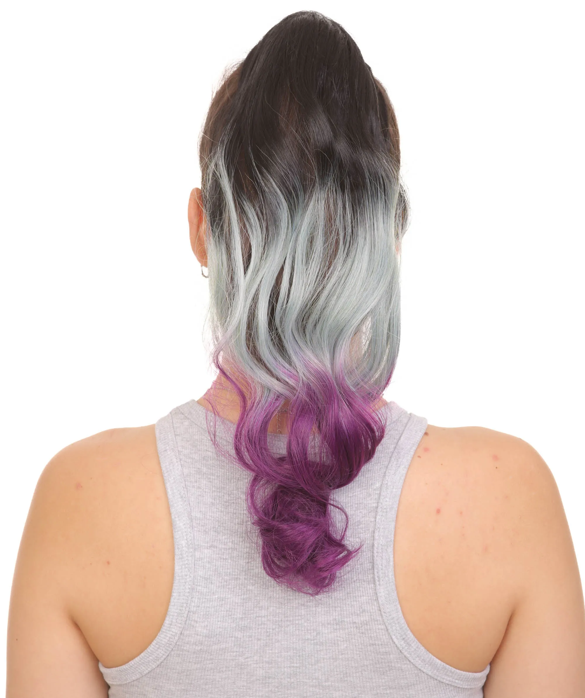 Black/Multi Color Wavy Ombre Ponytail