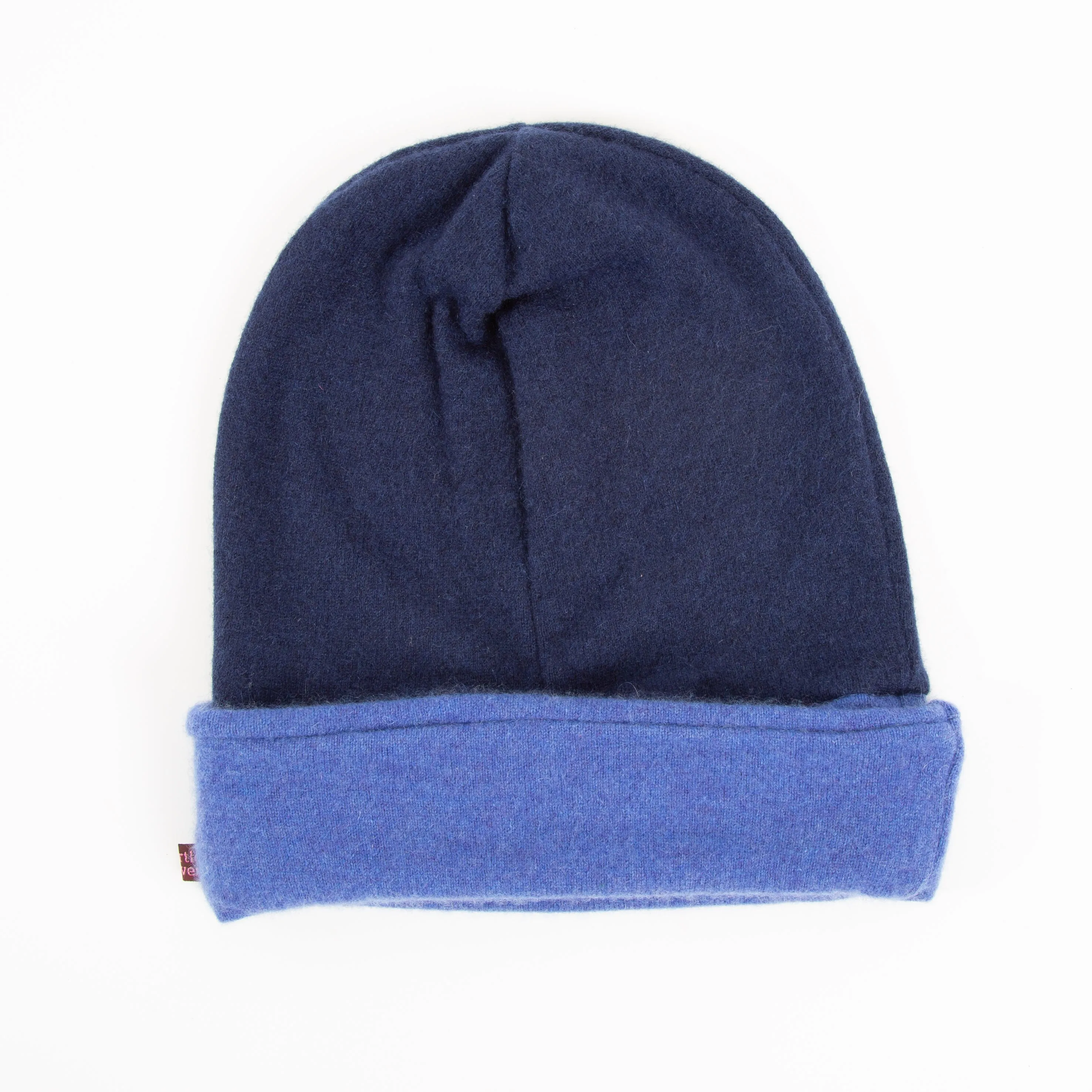 Blue Cashmere Slouched Beanie