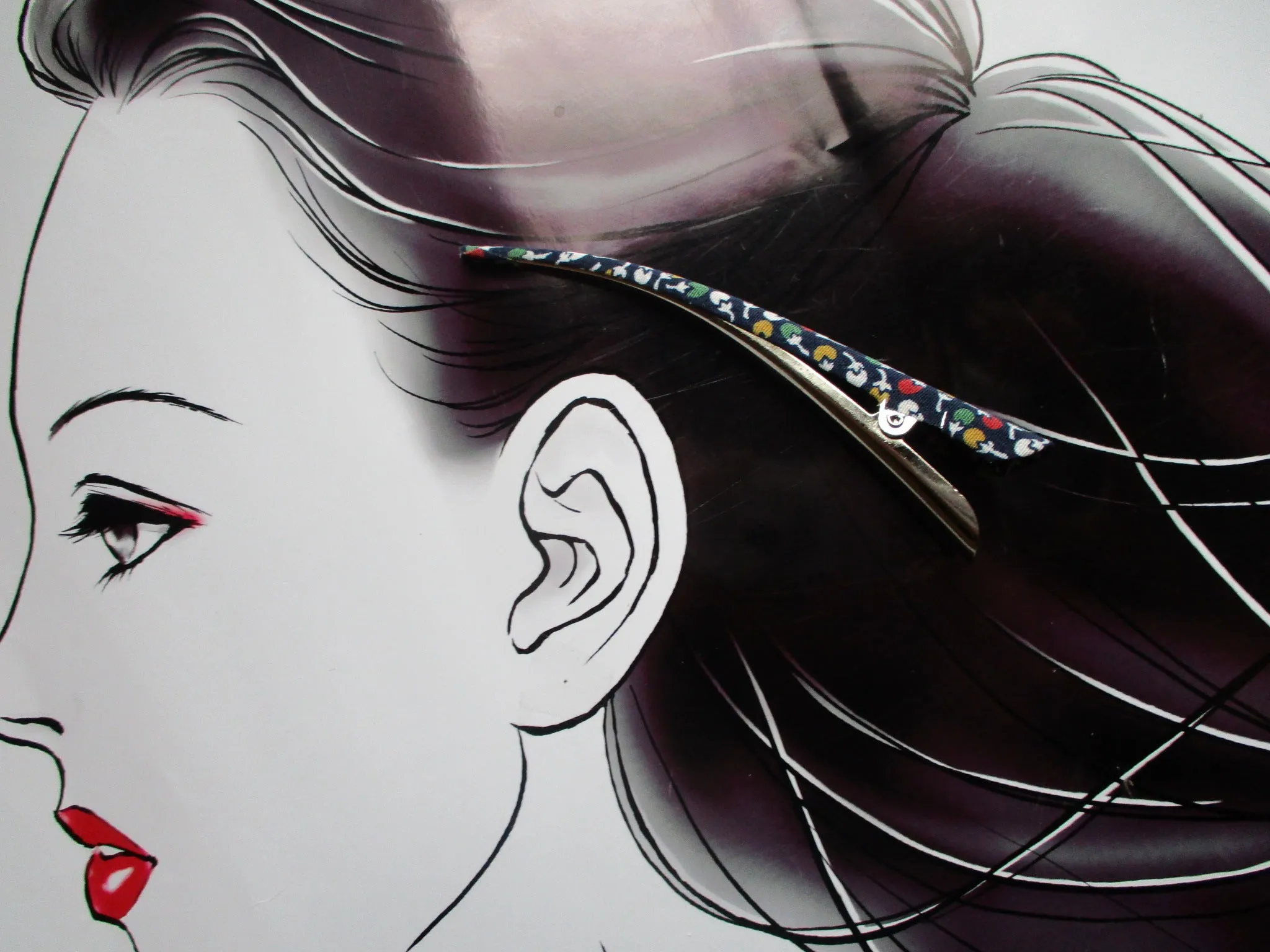 Blue Kimono Clip, Minimalist Simple Metal Long Hair Clip