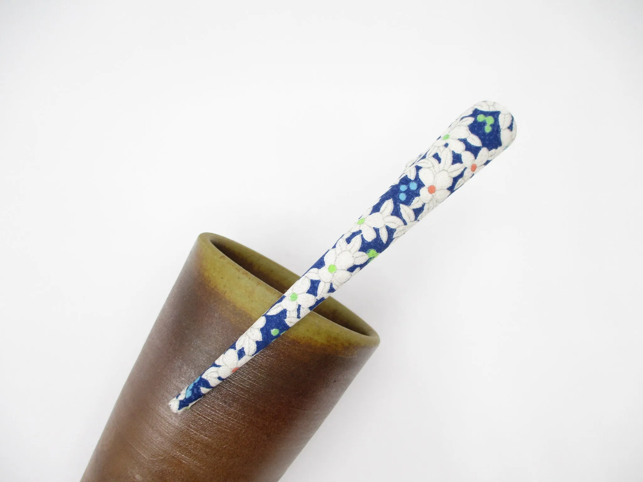 Blue Minimalist Hair Accessory 130mm Beak Style Upcycled Fabric Clip