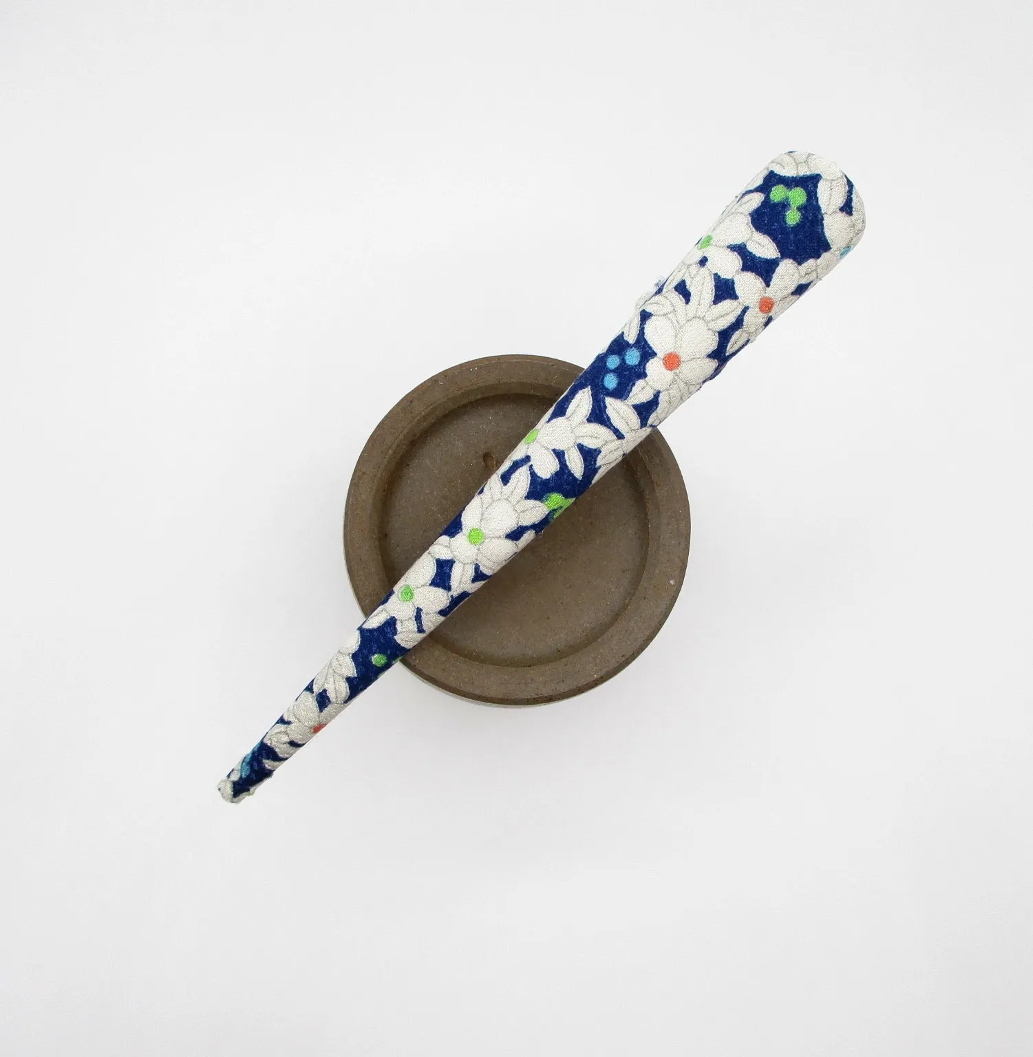 Blue Minimalist Hair Accessory 130mm Beak Style Upcycled Fabric Clip