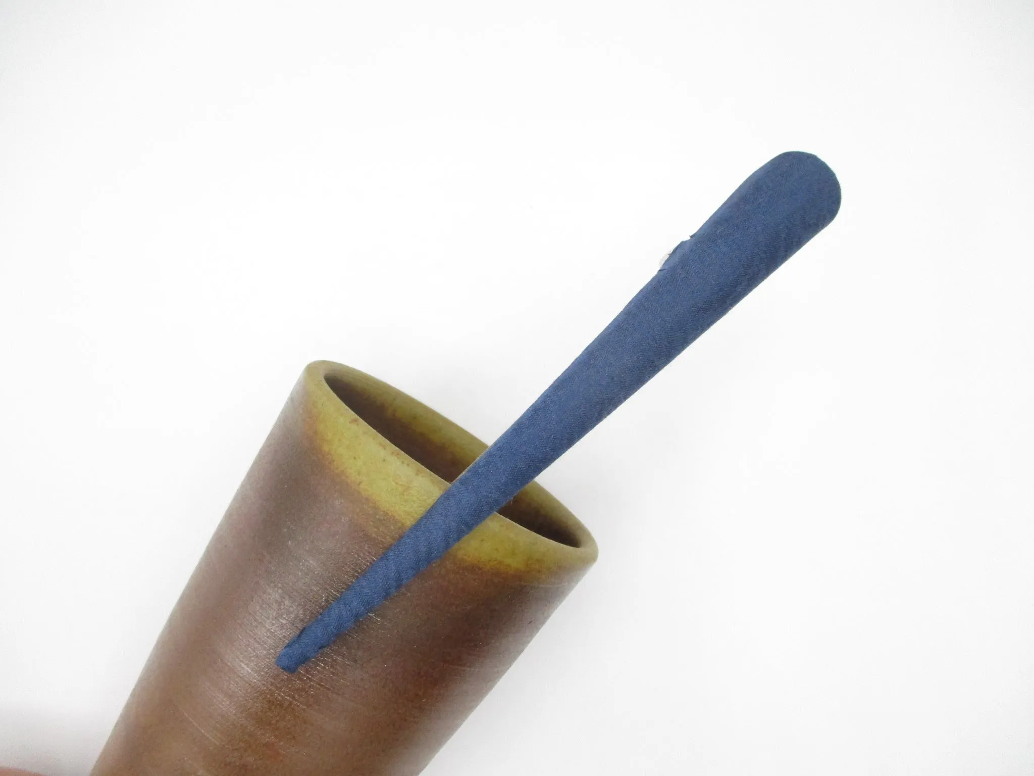 Blue Rinzu Kimono Vintage Silk Fabric Hair Clip, 130mm 5 1/8 inch