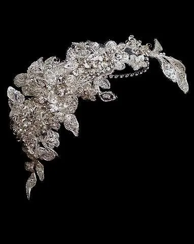 Bridal headpiece - vintage silver lace - Mahala by Kezani