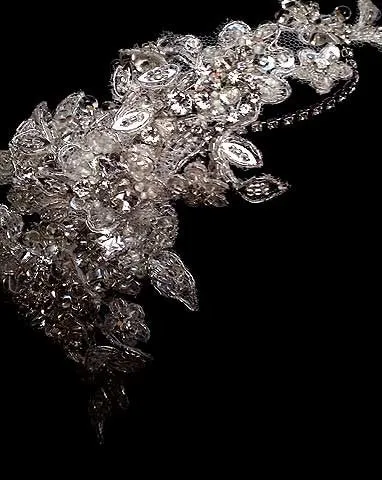 Bridal headpiece - vintage silver lace - Mahala by Kezani