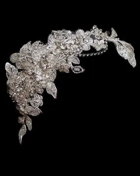 Bridal headpiece - vintage silver lace - Mahala by Kezani