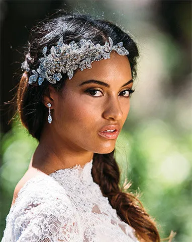 Bridal headpiece - vintage silver lace - Mahala by Kezani