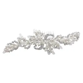 Brides Precious Pearl & Crystal Hair Comb, Silver, 7009