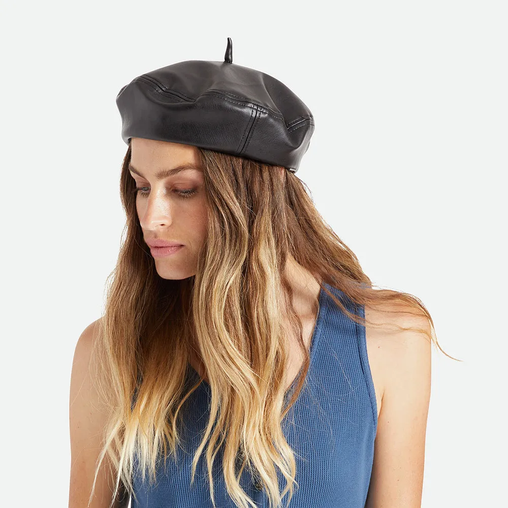 Brixton Hats Audrey II Faux Leather Beret - Black