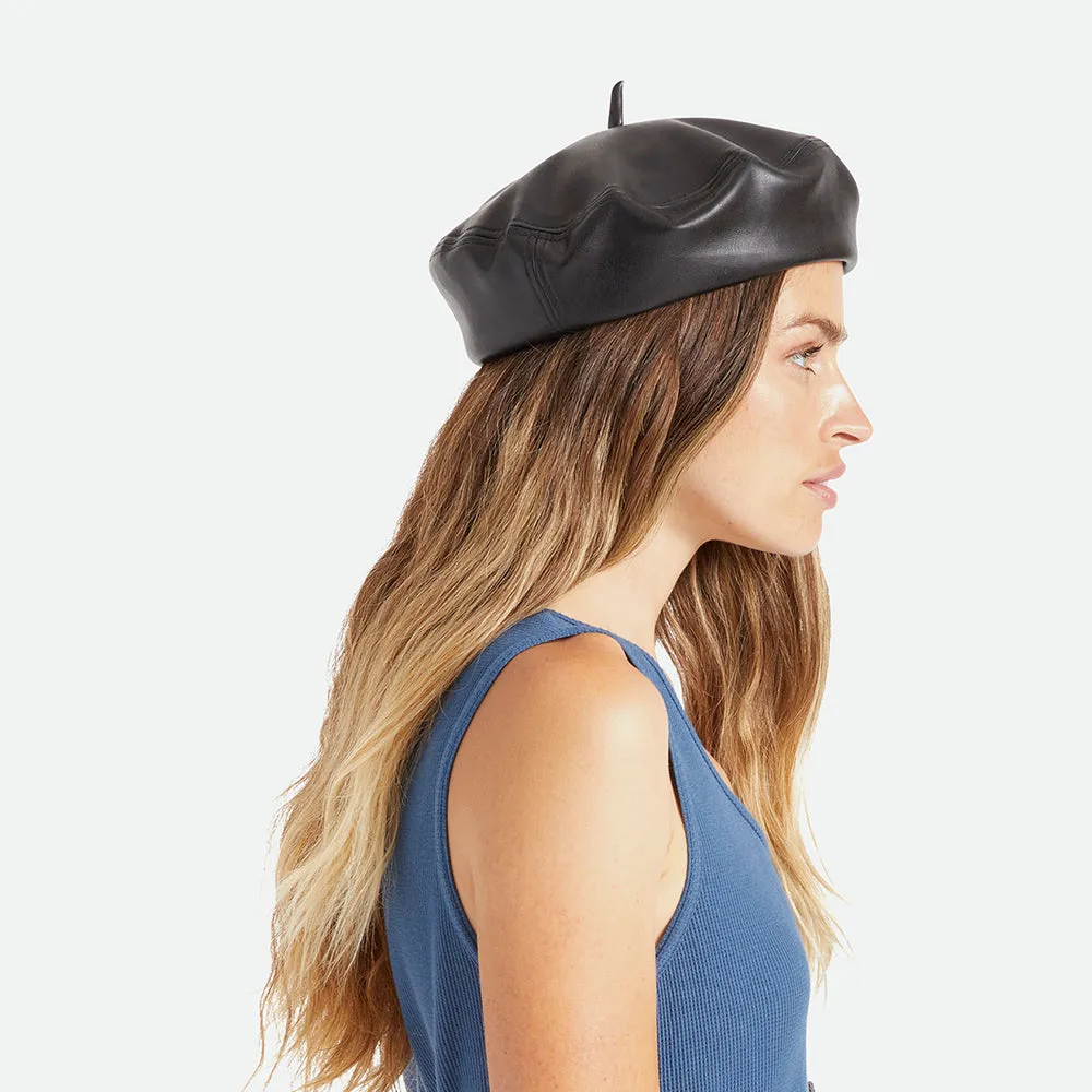 Brixton Hats Audrey II Faux Leather Beret - Black