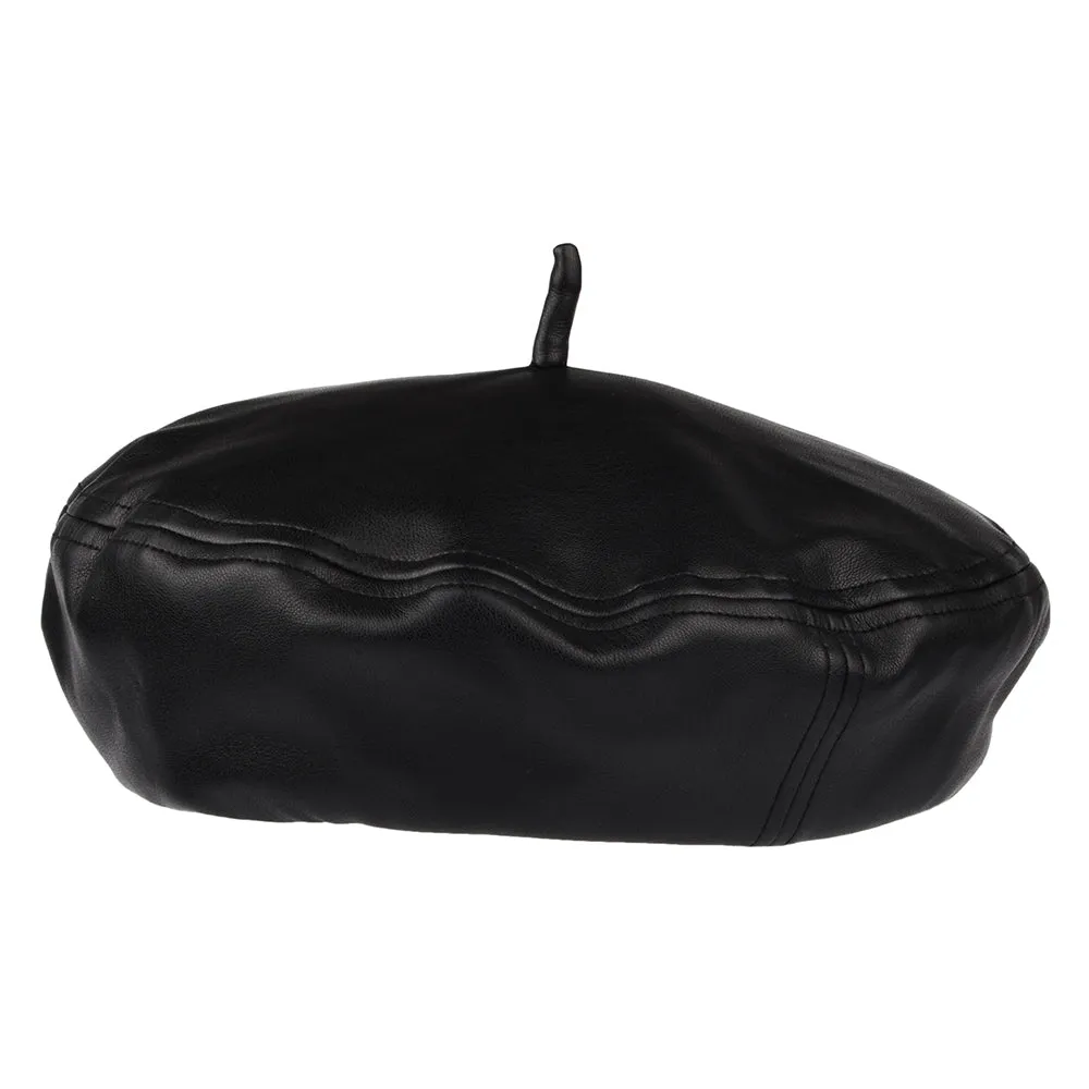 Brixton Hats Audrey II Faux Leather Beret - Black