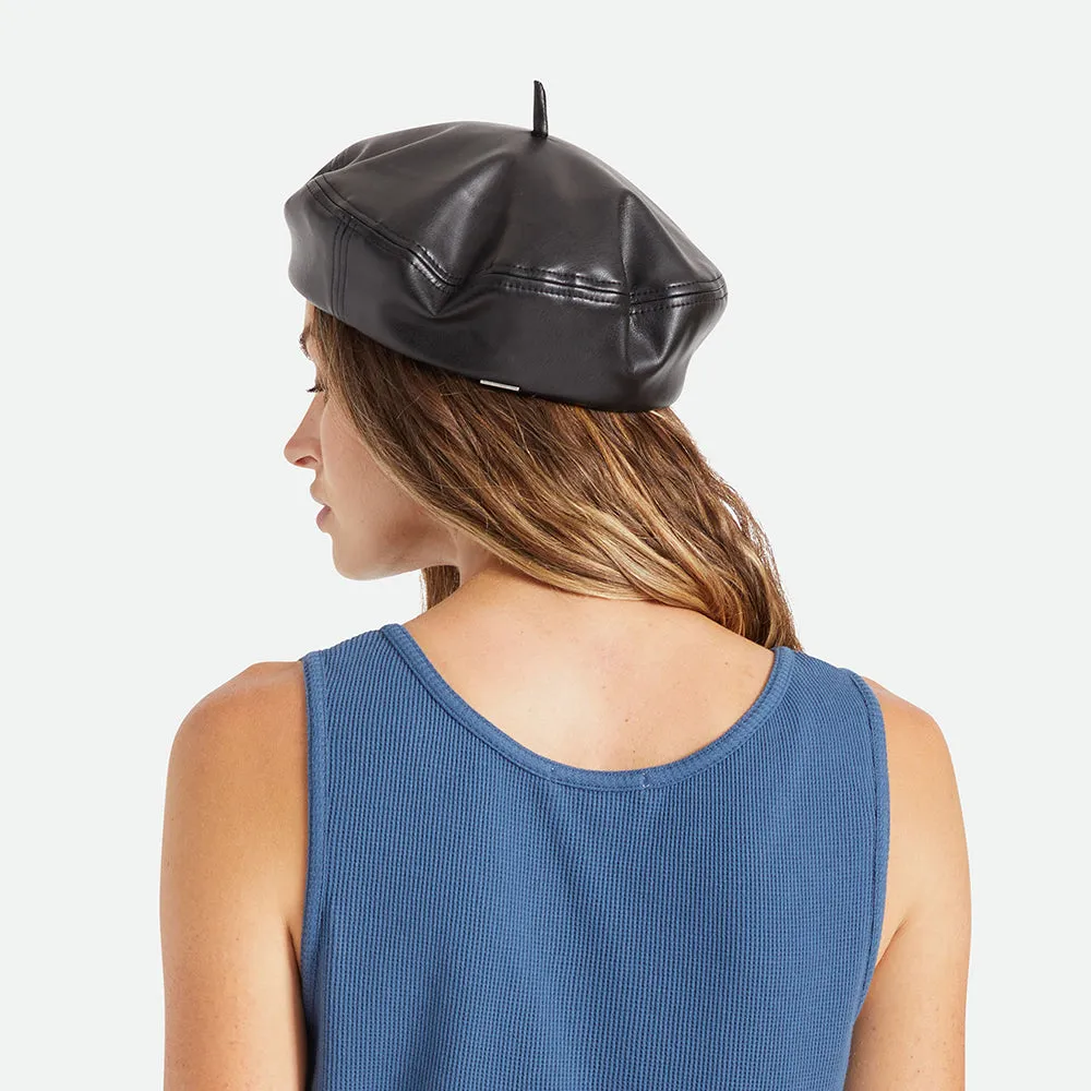 Brixton Hats Audrey II Faux Leather Beret - Black