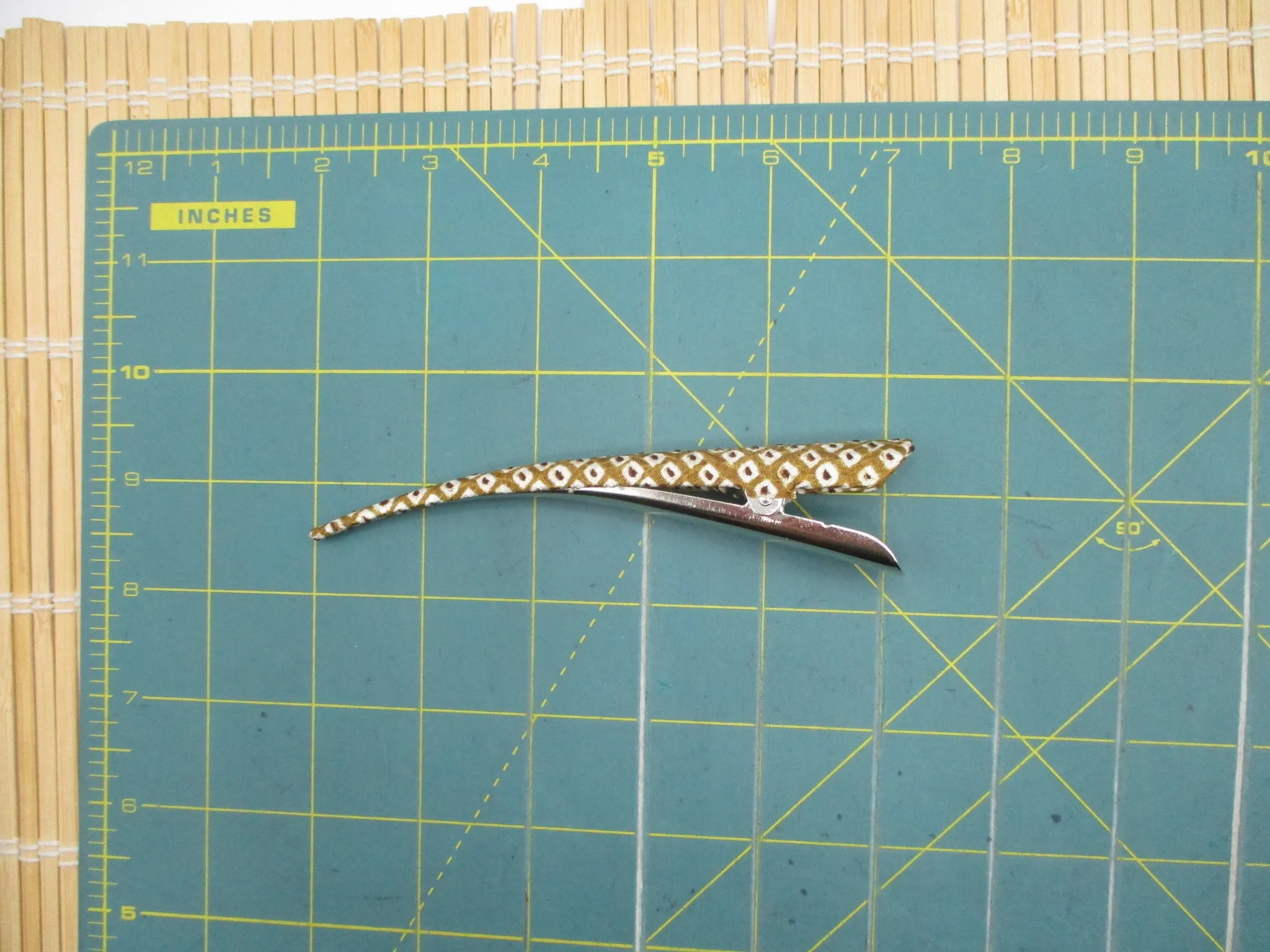 Brown Shibori Silk Kimono Hair Clip, 130mm Long Metal Ship from USA