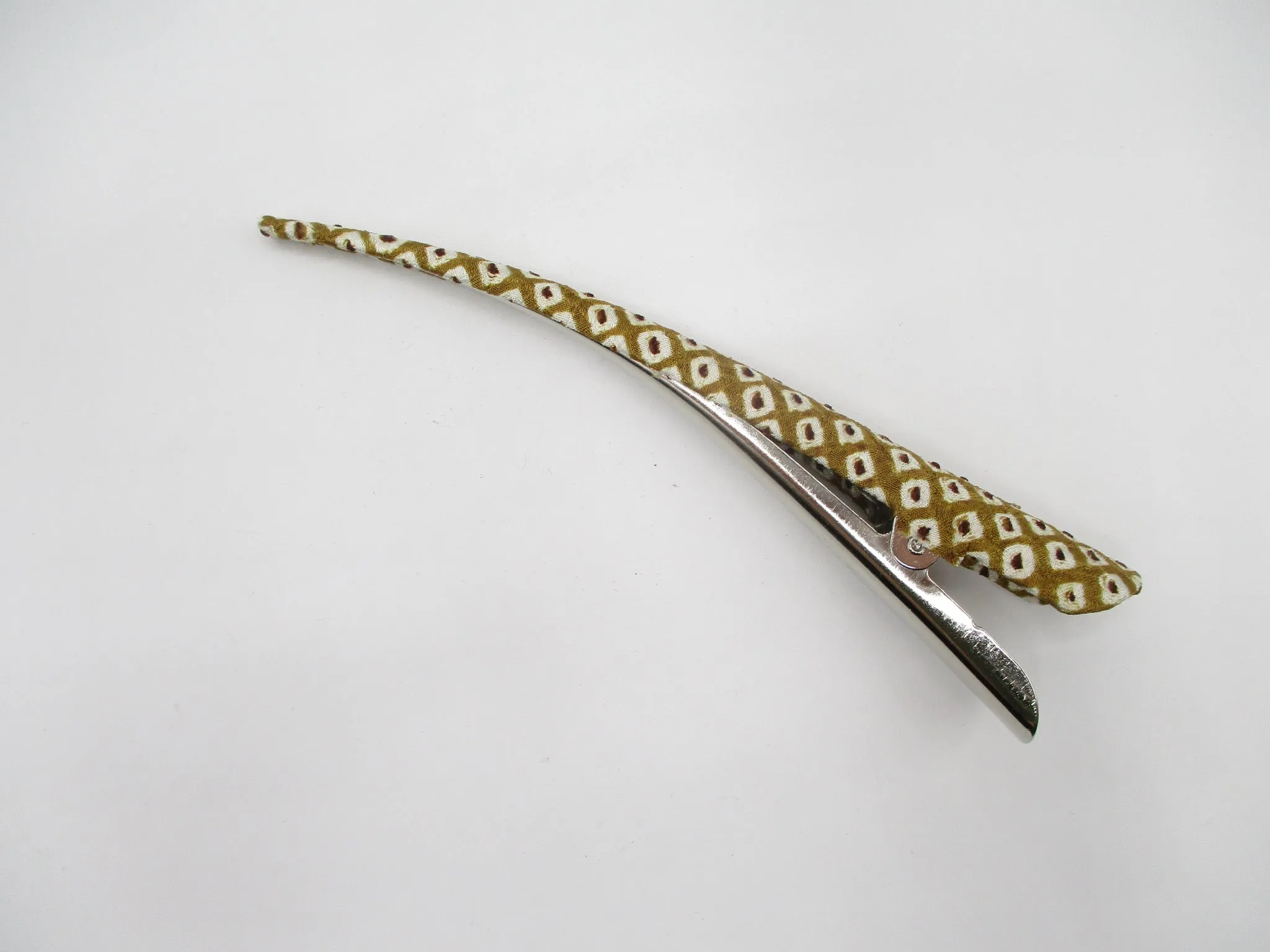 Brown Shibori Silk Kimono Hair Clip, 130mm Long Metal Ship from USA
