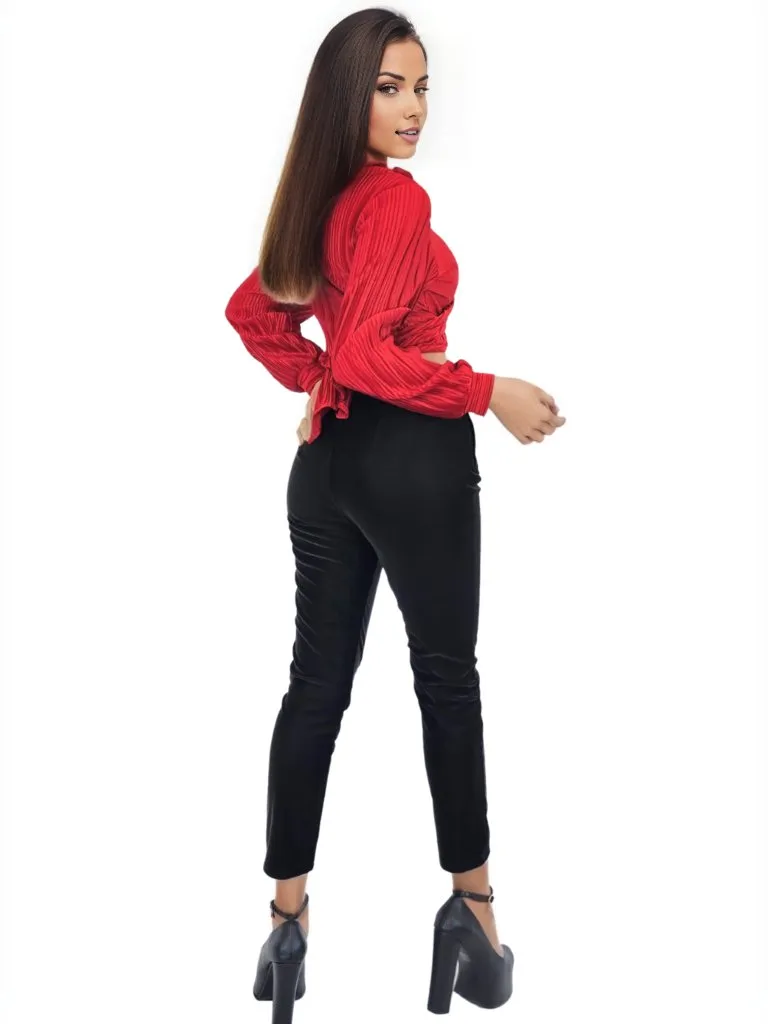 Buttery Soft Velvet High-Rise Skinny Pants Black