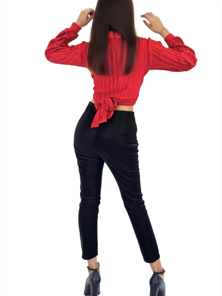 Buttery Soft Velvet High-Rise Skinny Pants Black