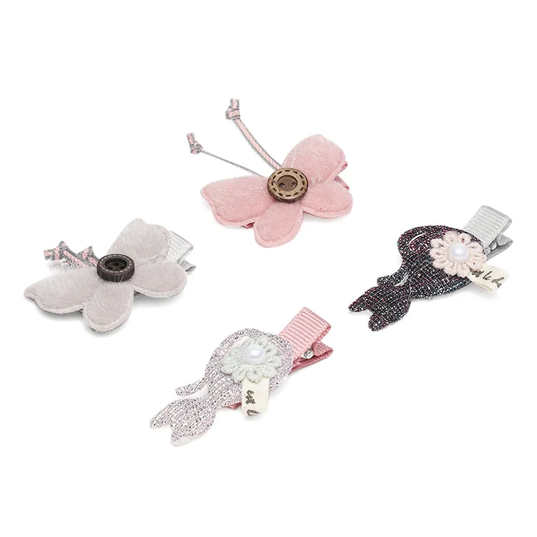 CAT & BUTTERFLY EMBELLISHED HAIR SLIDE CLIPS SET
