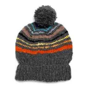 Chamula Double Cuff Cap Multi Stripe Grey
