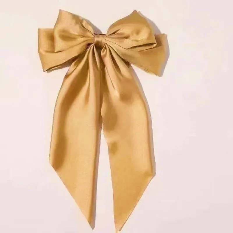 Chiffon Bow Hair Clip Large Bowknot Stain Hairpin Barrettes Ponytail Clip Hair Accessories
