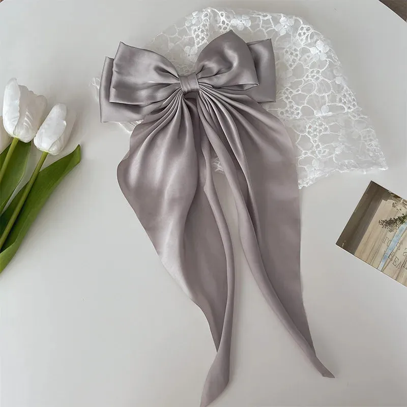 Chiffon Bow Hair Clip Large Bowknot Stain Hairpin Barrettes Ponytail Clip Hair Accessories