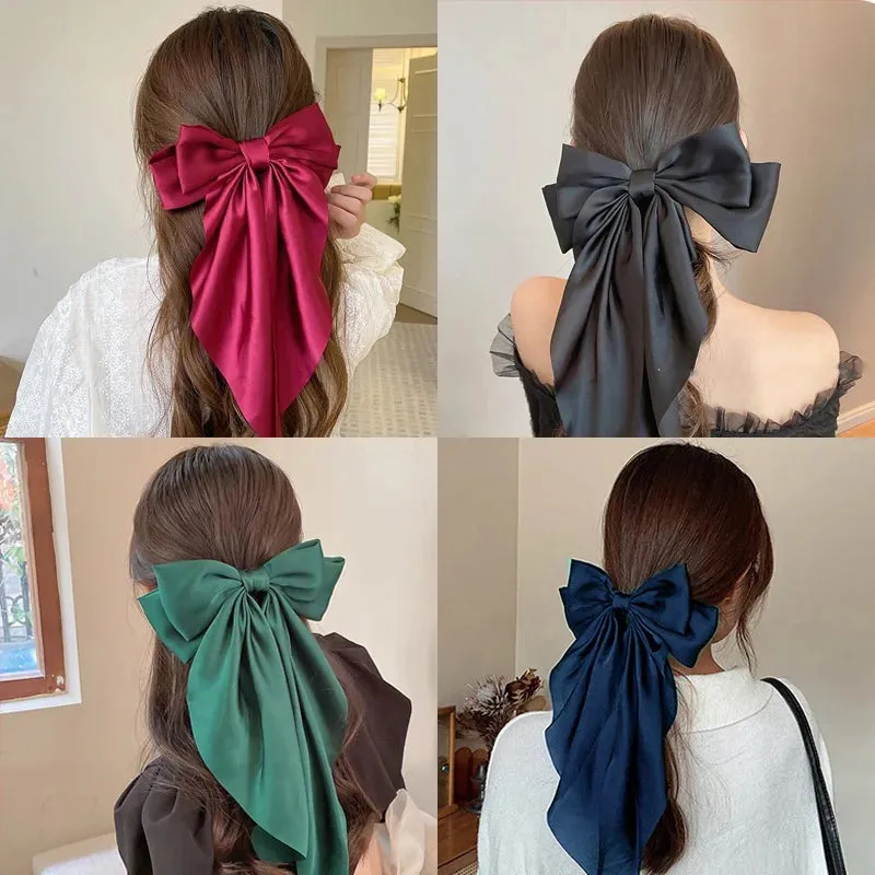 Chiffon Bow Hair Clip Large Bowknot Stain Hairpin Barrettes Ponytail Clip Hair Accessories