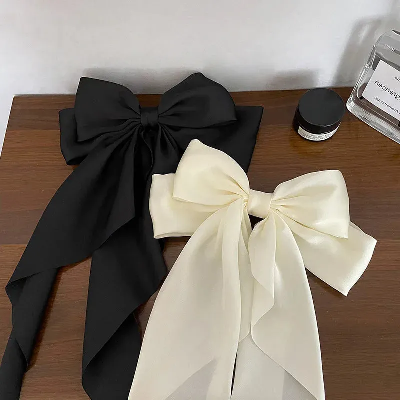 Chiffon Bow Hair Clip Large Bowknot Stain Hairpin Barrettes Ponytail Clip Hair Accessories