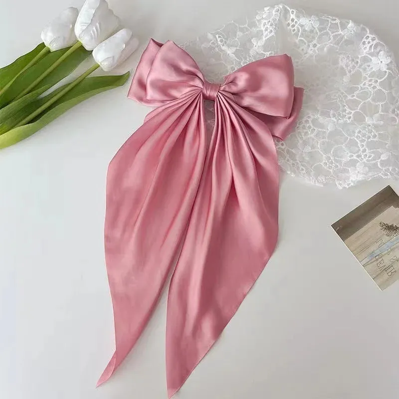 Chiffon Bow Hair Clip Large Bowknot Stain Hairpin Barrettes Ponytail Clip Hair Accessories
