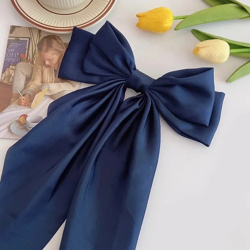 Chiffon Bow Hair Clip Large Bowknot Stain Hairpin Barrettes Ponytail Clip Hair Accessories