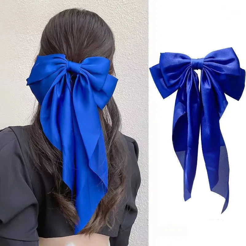 Chiffon Bow Hair Clip Large Bowknot Stain Hairpin Barrettes Ponytail Clip Hair Accessories