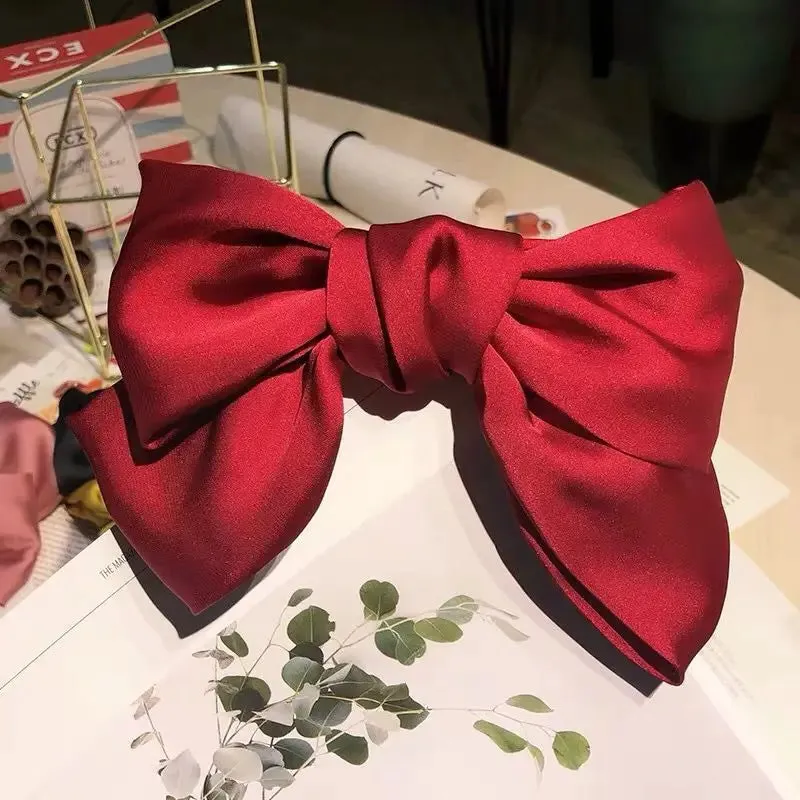 Chiffon Bow Hair Clip Large Bowknot Stain Hairpin Barrettes Ponytail Clip Hair Accessories