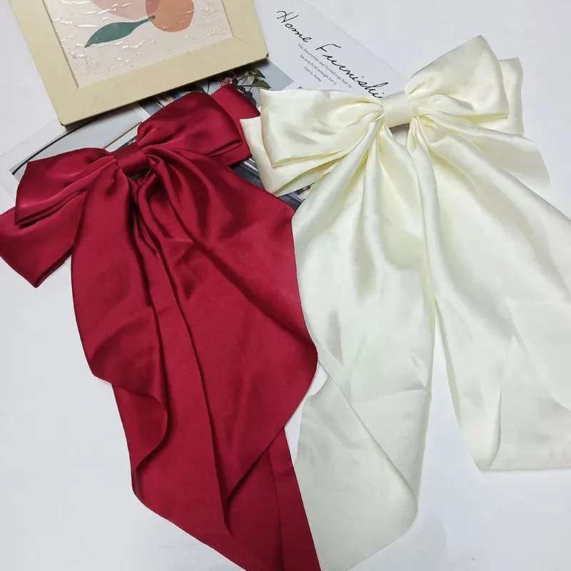 Chiffon Bow Hair Clip Large Bowknot Stain Hairpin Barrettes Ponytail Clip Hair Accessories