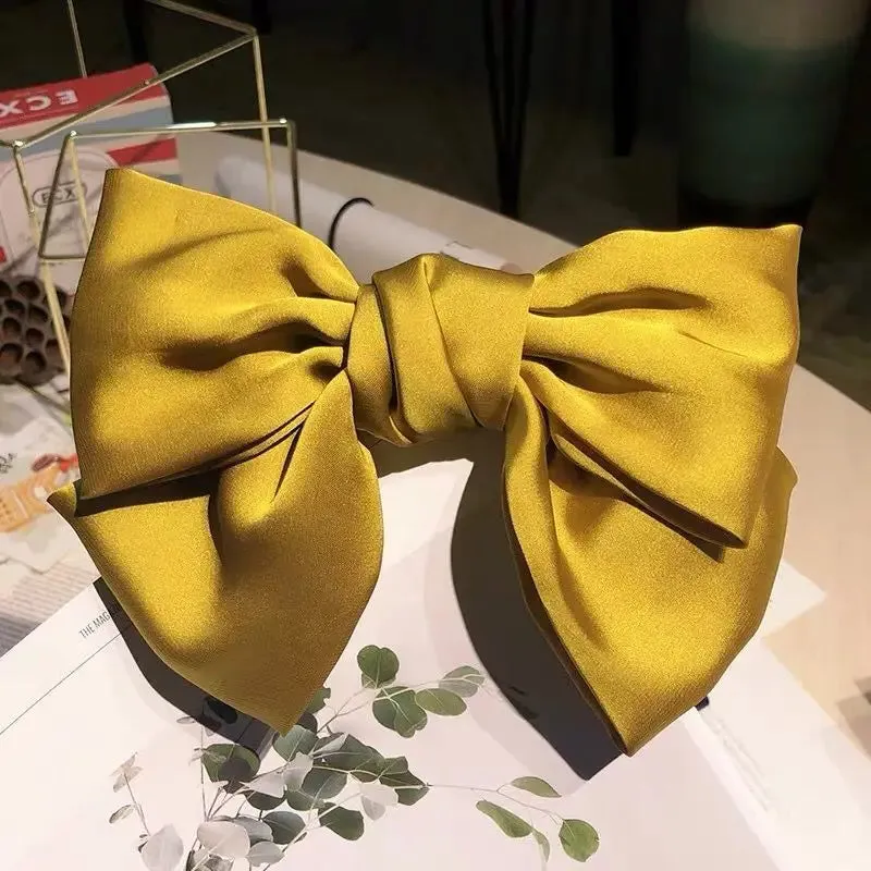 Chiffon Bow Hair Clip Large Bowknot Stain Hairpin Barrettes Ponytail Clip Hair Accessories