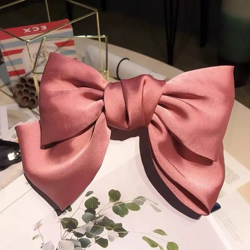 Chiffon Bow Hair Clip Large Bowknot Stain Hairpin Barrettes Ponytail Clip Hair Accessories