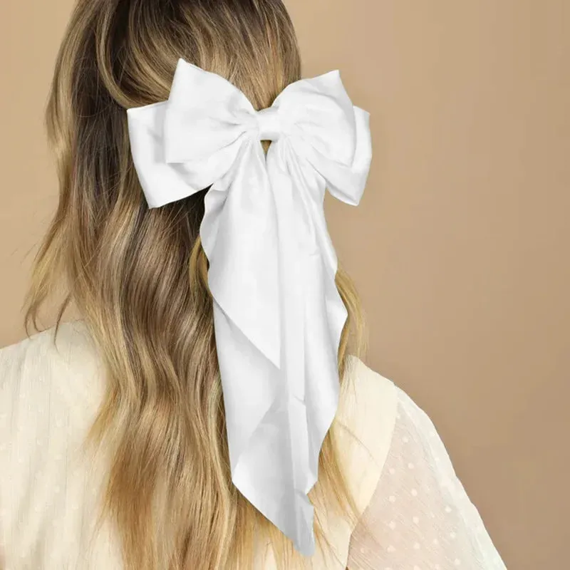 Chiffon Bow Hair Clip Large Bowknot Stain Hairpin Barrettes Ponytail Clip Hair Accessories