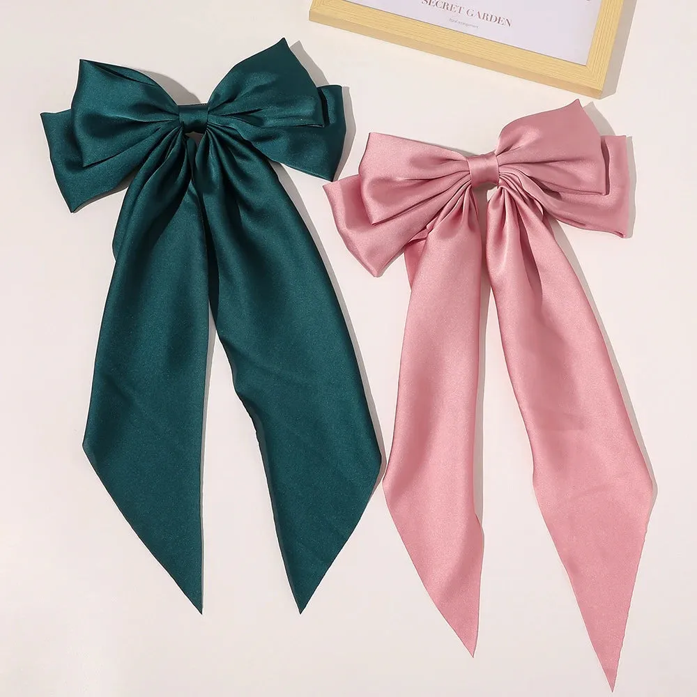Chiffon Bow Hair Clip Large Bowknot Stain Hairpin Barrettes Ponytail Clip Hair Accessories