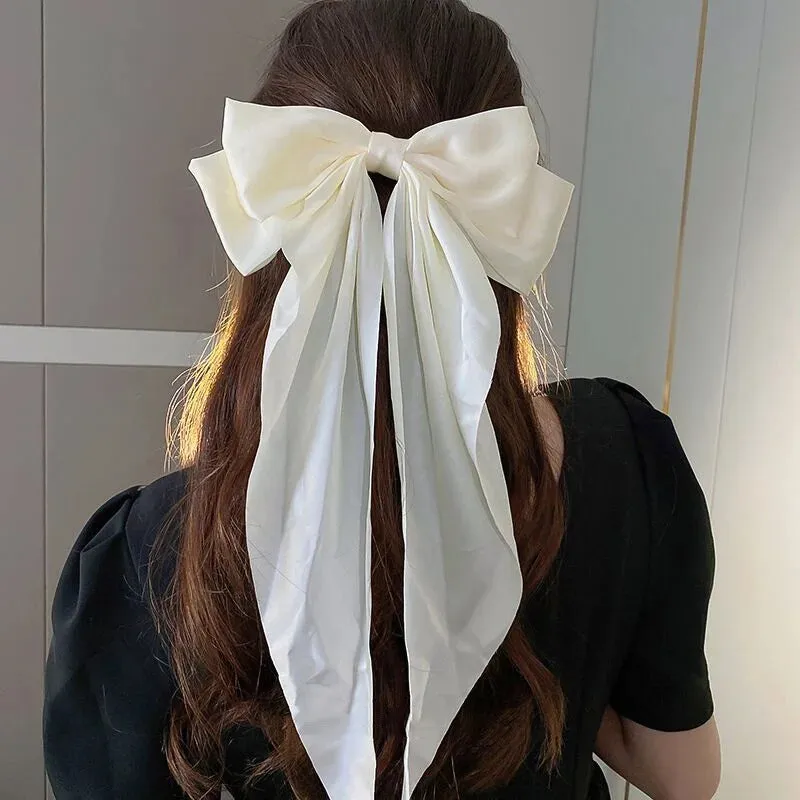 Chiffon Bow Hair Clip Large Bowknot Stain Hairpin Barrettes Ponytail Clip Hair Accessories