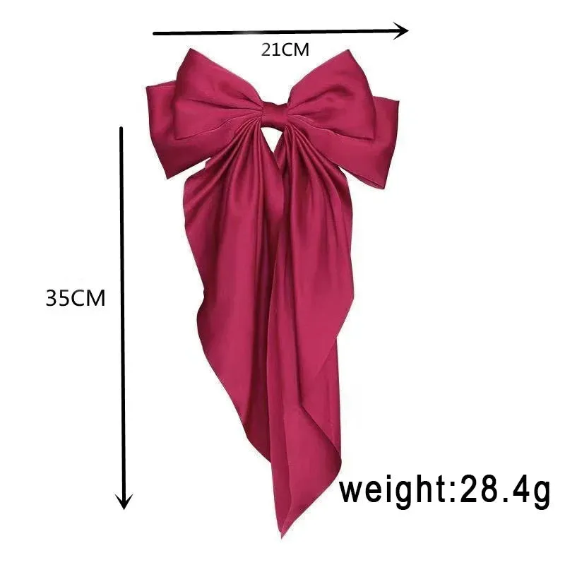 Chiffon Bow Hair Clip Large Bowknot Stain Hairpin Barrettes Ponytail Clip Hair Accessories
