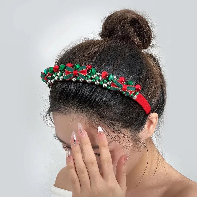 Christmas Cute Christmas Women's Colorful Beaded Imitation Pearl Hair Band Party Headpieces