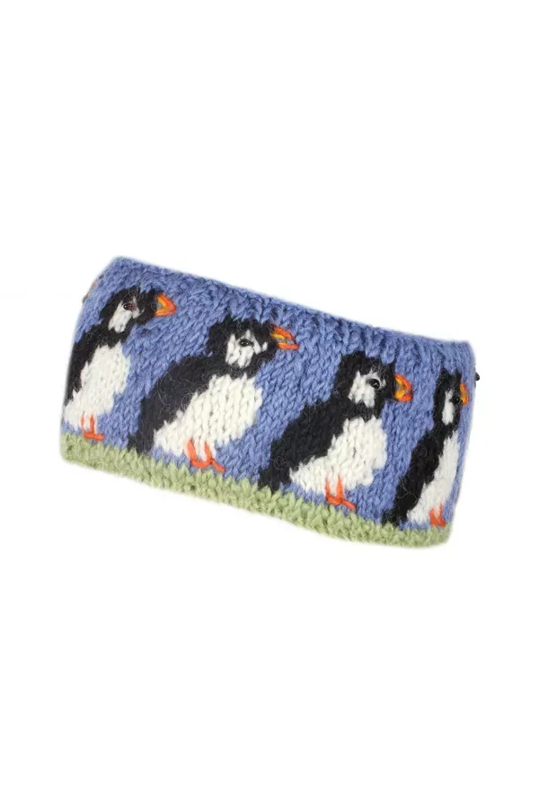 Circus Of Puffins Headband in Blue