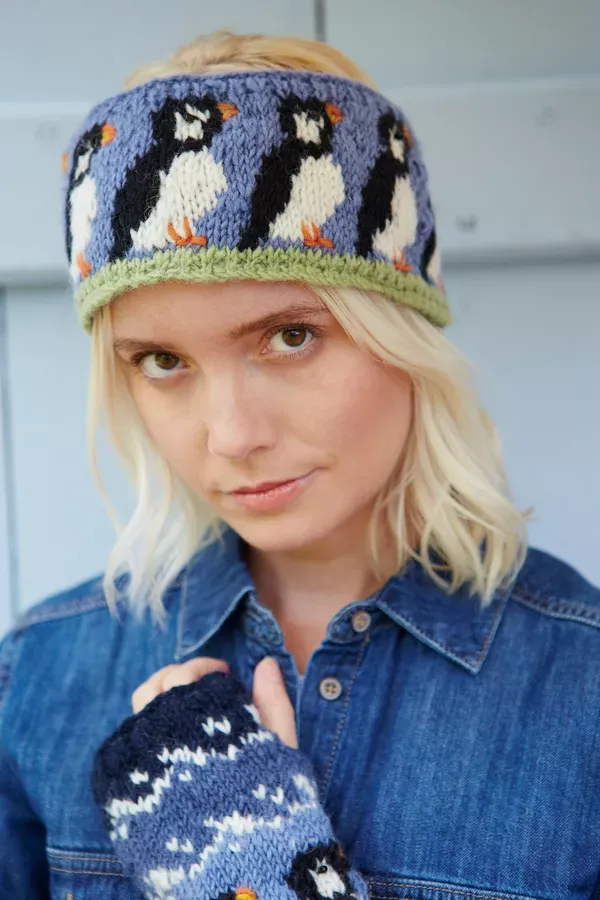 Circus Of Puffins Headband in Blue