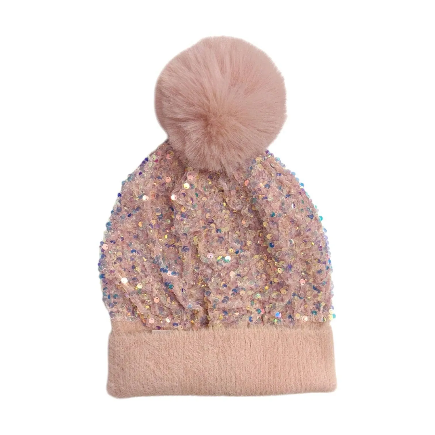 Confetti Sequin Pom Pom Beanies