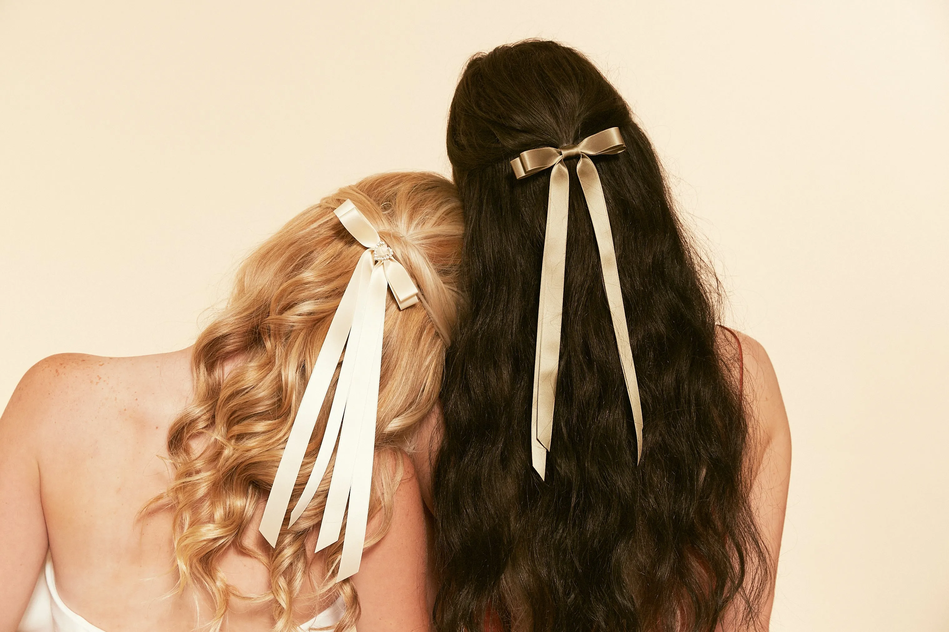 Crystal Satin Skinny Long Bow | Special Occasion Designer Accessory | Bow Clip Barrette | Made to Order
