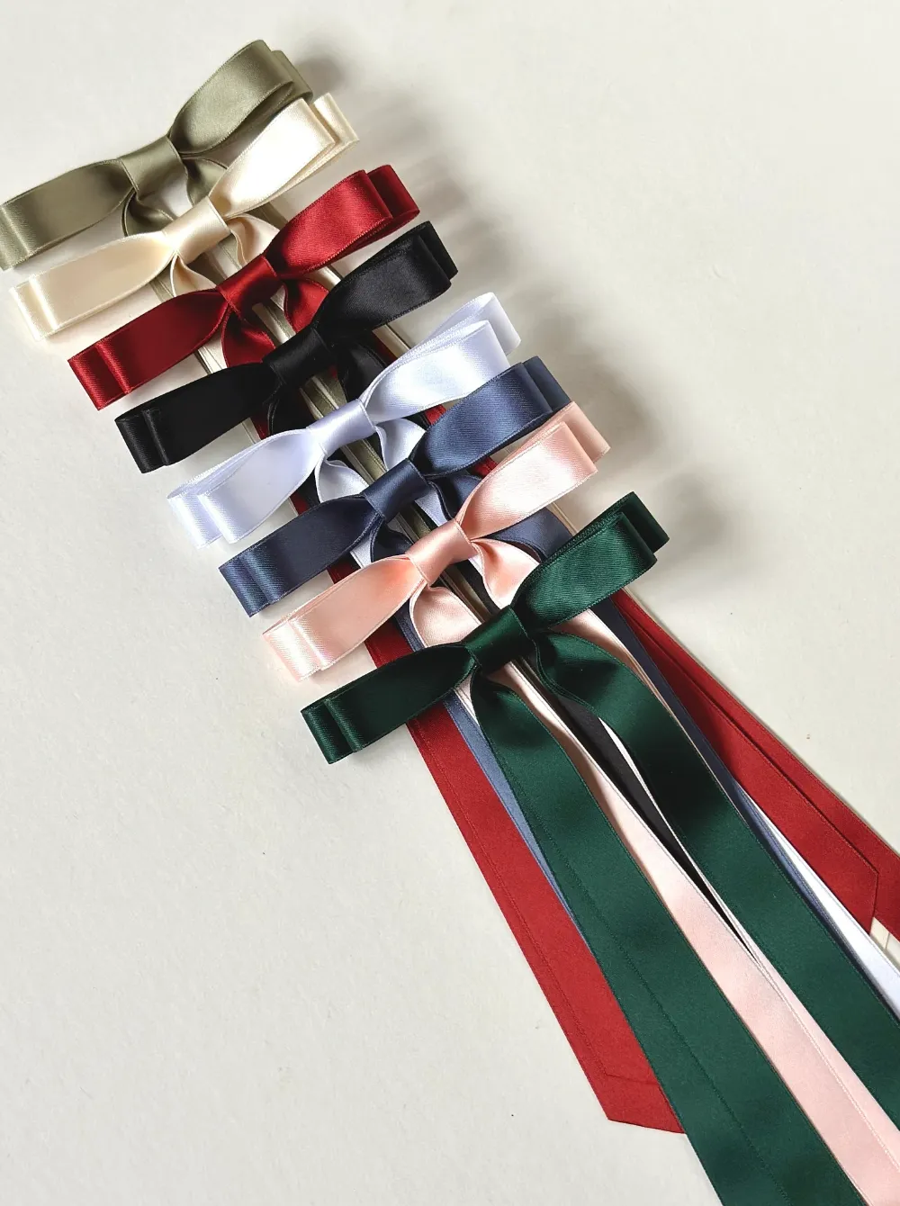 Crystal Satin Skinny Long Bow | Special Occasion Designer Accessory | Bow Clip Barrette | Made to Order