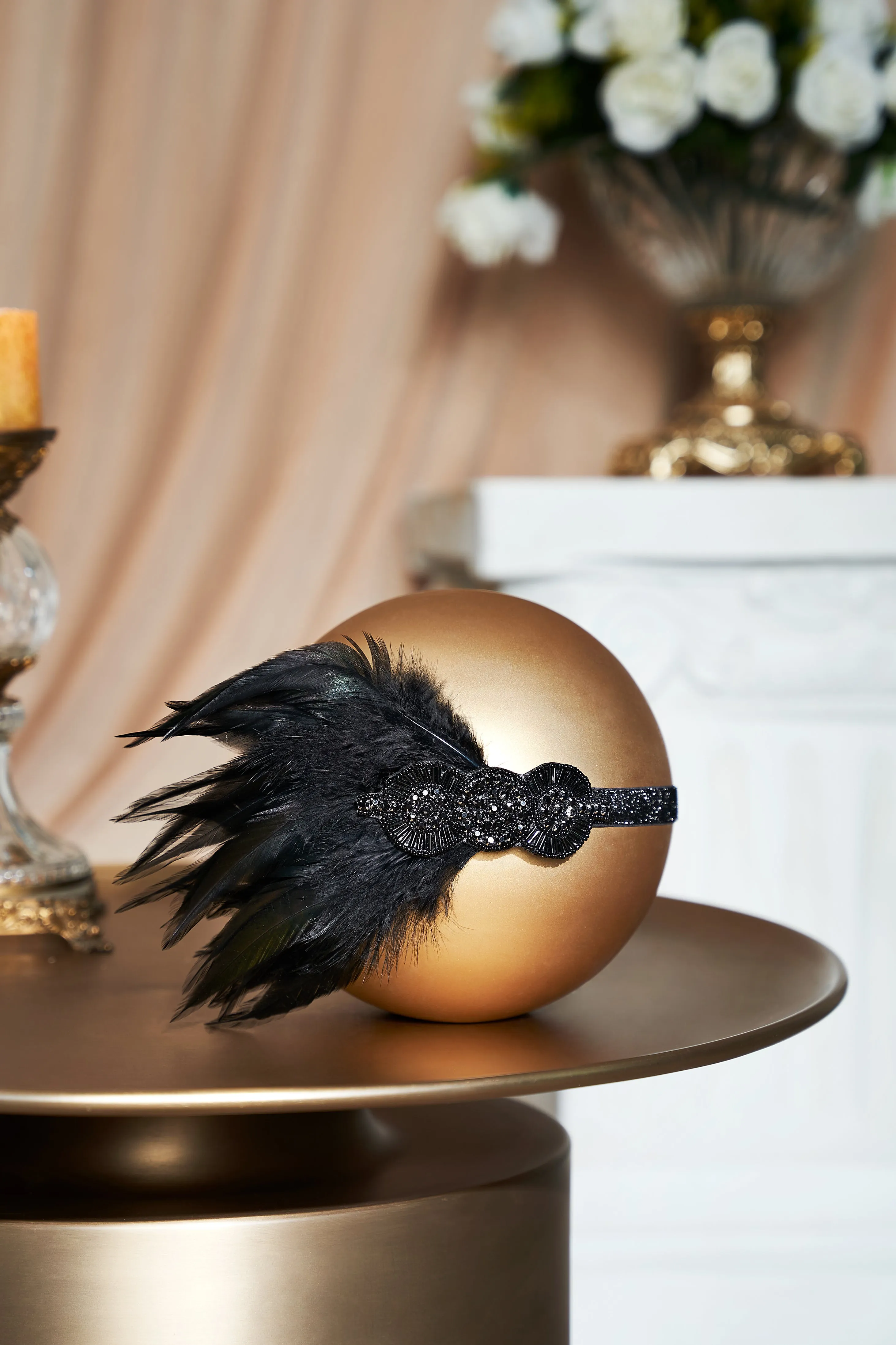 Crystal Studded Feather Headband