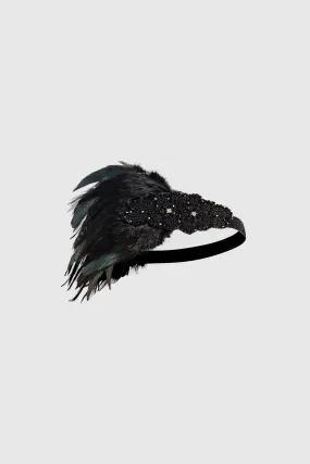 Embroidered Feather Shimmer Headband
