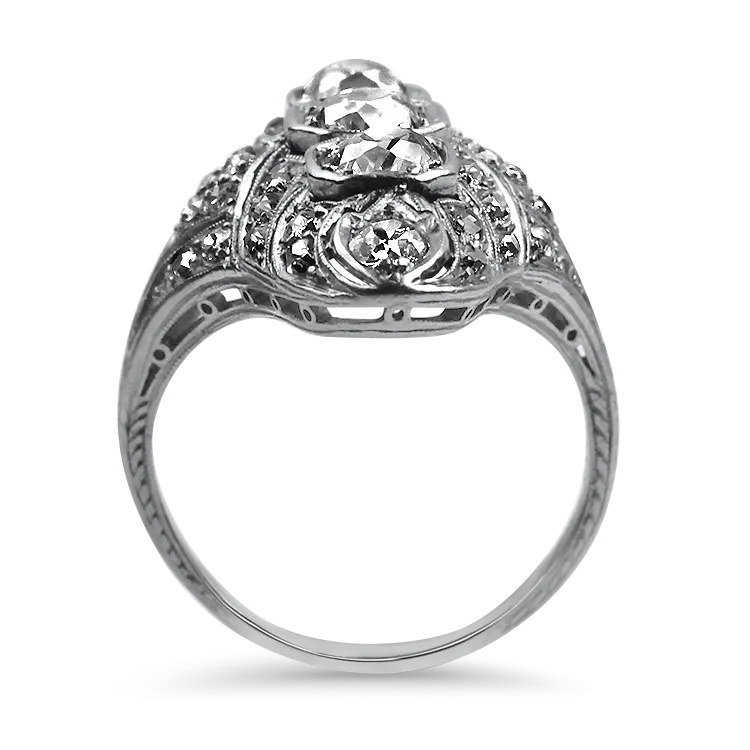 Estate Platinum Antique Reproduction Style Old Mine Cut Diamond Ring