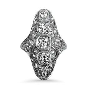 Estate Platinum Antique Reproduction Style Old Mine Cut Diamond Ring